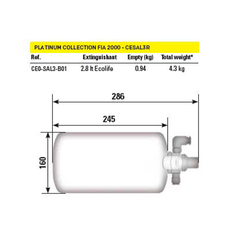OMP - Impianto di estinzione elettrico in alluminio 2.8 L (CESAL3R - Platinum Collection) - Ravasicorse