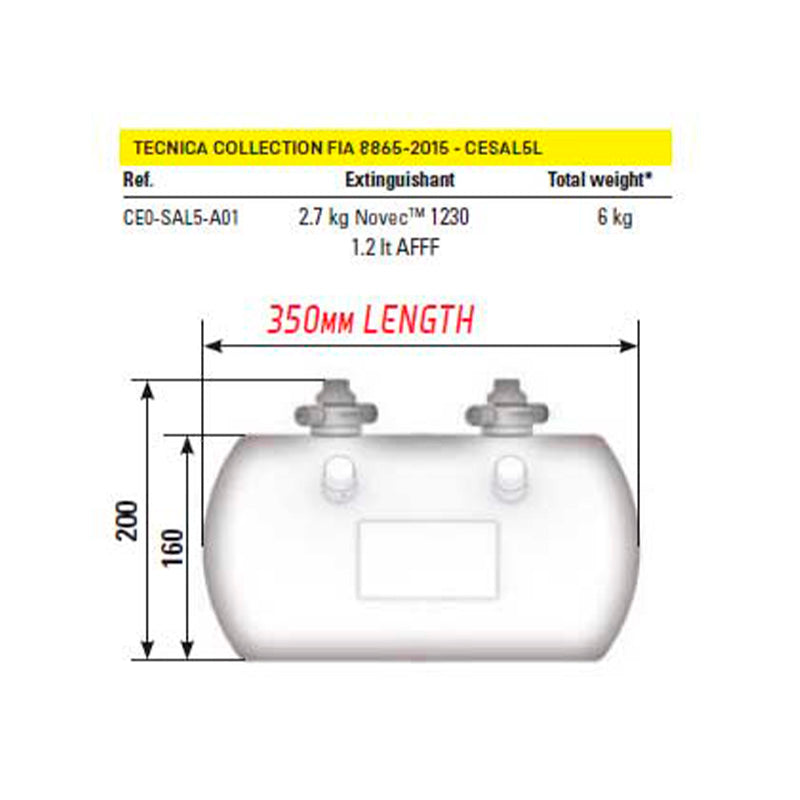 OMP - Impianto di estinzione elettrico in alluminio 1.2 L /2.7 Kg Novec1230 (CESAL5L - Tecnica Collection) - Ravasicorse
