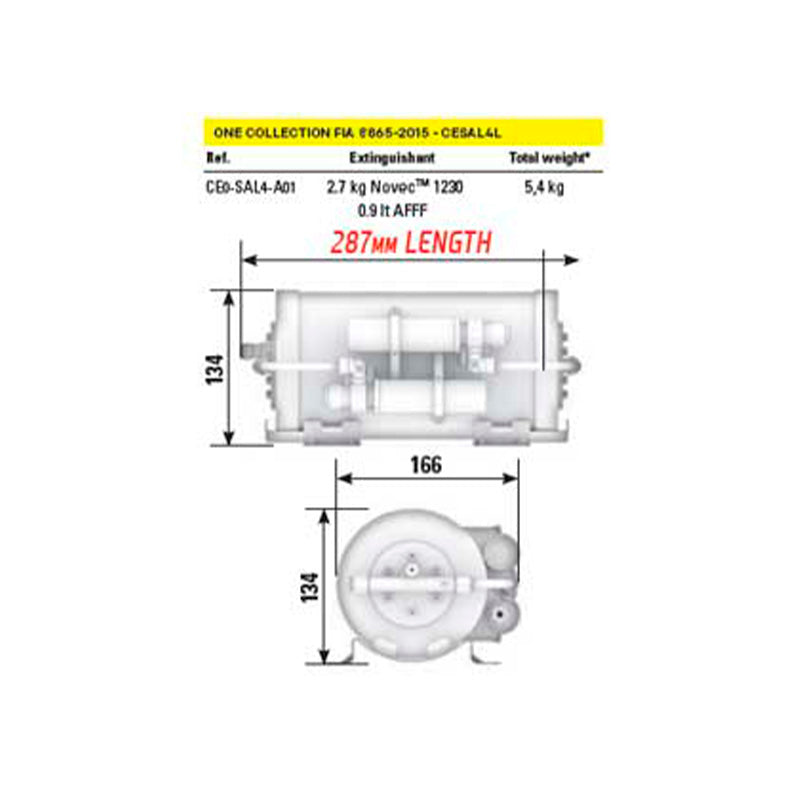OMP - Impianto di estinzione in alluminio elettrico (CESAL4 - L - One Collection) - Volume abitacolo da 2.2 m3 a 4.1 m3 - Ravasicorse