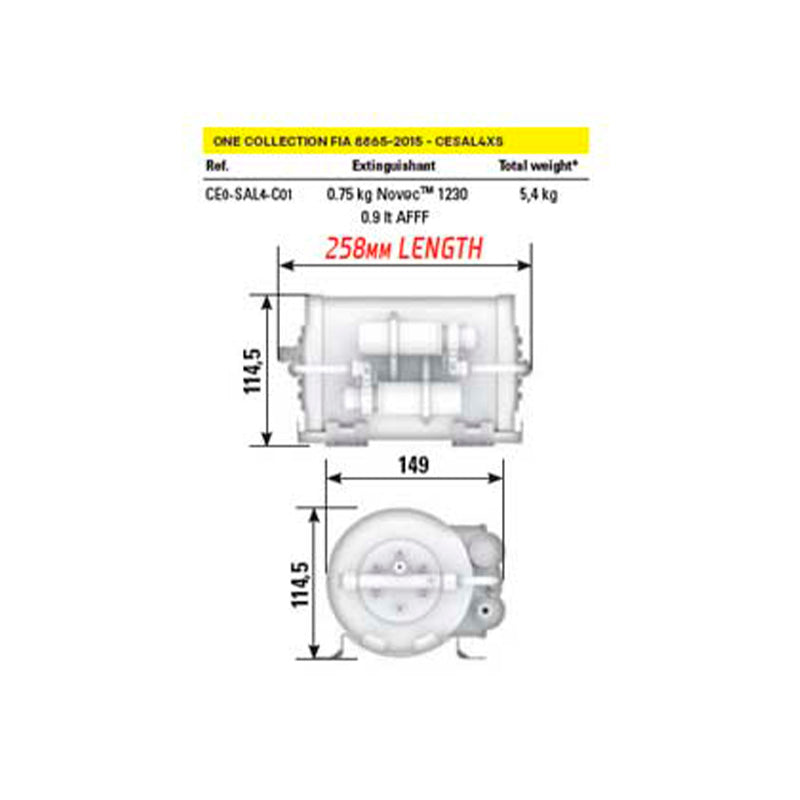 OMP - Impianto di estinzione in alluminio elettrico (CESAL4 - XS - One Collection) - Volume abitacolo da 0.6 m3 a 1.12 m3 - Ravasicorse