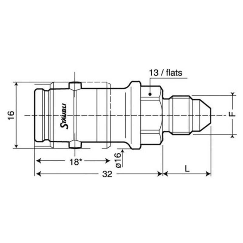Stäubli - Connettore SPH 03/BA maschio con filetto JIC UNF 3/8 x 24 (dash 3 - giallo) - Ravasicorse