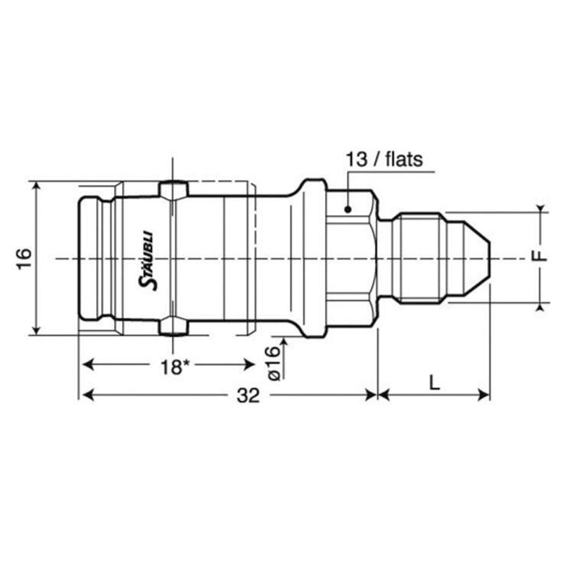 Stäubli - Connettore SPH 03/BA maschio con filetto JIC UNF 3/8 x 24 (dash 3 - rosso) - Ravasicorse