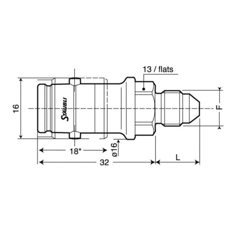 Stäubli - Connettore SPH 03/BA maschio con filetto JIC UNF 7/16 x 20 (dash 4 - giallo) - Ravasicorse