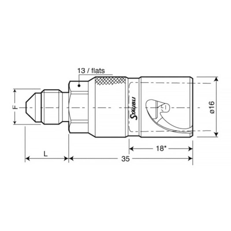 Stäubli - Connettore SPH 03/BA femmina con filetto JIC UNF 3/8 x 24 (dash 3 - rosso) - Ravasicorse