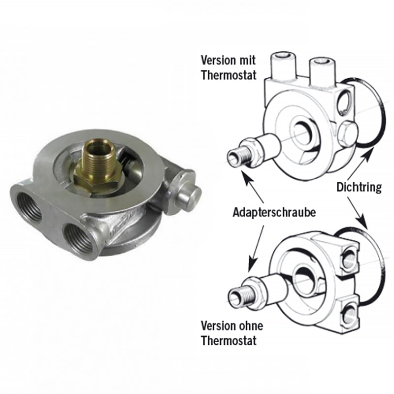 Mocal - Flangia porta filtro olio con e senza termostato 3/4" UNF - Ravasicorse