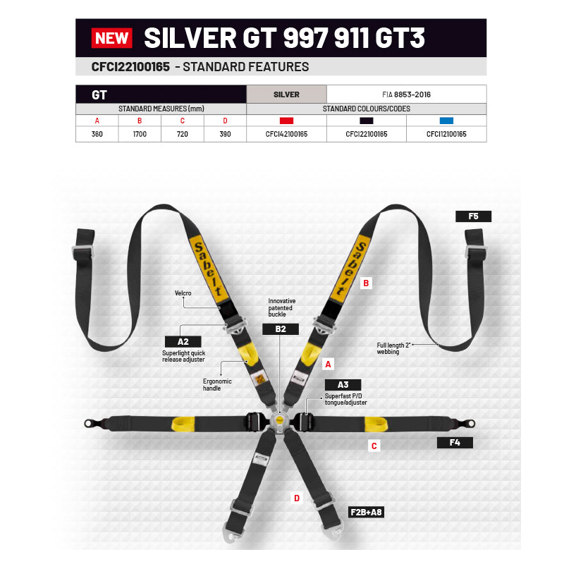 Cintura Sabelt - 6 punti GT per Porsche 997 / 911 / GT3 (red) - Ravasicorse