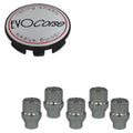 Evocorse - Fixing kit: 1 hubcap (C10), 1 Evocorse brushed badge (L10), 5 closed lug nuts with shank M12x1.50 (046)