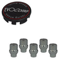 Evocorse - Fixing kit: 1 hubcap (C10), 1 Evocorse matt black badge (L11), 5 closed lug nuts with shank M12x1.50 (046)