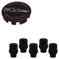 Evocorse - Fixing kit: 1 hubcap (C10), 1 Evocorse matt black badge (L11), 5 black closed lug nuts with shank M12x1.50 (046-ZN)