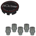 Evocorse - Fixing kit: 1 hubcap (C10), 1 Evocorse matt black badge (L11), 5 closed lug nuts with shank M12x1.25 (047)