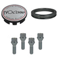 Evocorse - Fixing kit: 1 hubcap (C10), 1 Evocorse brushed badge (L10), 4 lug bolts M12x1.25 (A39LE), 1 aluminum hub centric ring 75/58.1