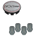 Evocorse - Fixing kit: 1 hubcap (C10), 1 Evocorse brushed badge (L10), 4 closed lug nuts M12x1.50 (031)