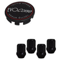 Evocorse - Fixing kit: 1 hubcap (C10), 1 Evocorse matt black badge (L11), 4 black closed lug nuts M12x1.50 (031)