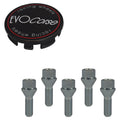 Evocorse - Fixing kit: 1 hubcap (C10), 1 Evocorse matt black badge (L11), 5 lug bolts M14x1.50 (017)