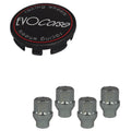 Evocorse - Fixing kit: 1 hubcap (C10), 1 Evocorse matt black badge (L11), 4 closed lug nuts with shank M12x1.50 (163)