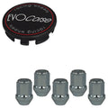Evocorse - Fixing kit: 1 hubcap (C10), 1 Evocorse matt black badge (L11), 5 closed lug nuts M12x1.5 (031)