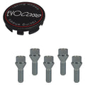 Evocorse - Fixing kit: 1 hubcap (C10), 1 Evocorse matt black badge (L11), 5 lug bolts M14x1.50 (028)
