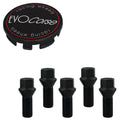 Evocorse - Fixing kit: 1 hubcap (C10), 1 Evocorse matt black badge (L11), 5 black lug bolts M14x1.50 (028-ZN)