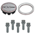 Evocorse - Fixing kit: 1 hubcap (C10), 1 Evocorse brushed badge (L10) 5 lug bolts M12x1.50 (073), 1 aluminum hub centric ring 75/60.1