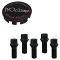 Evocorse - Fixing kit: 1 hubcap (C10), 1 Evocorse matt black badge (L11), 5 black lug bolts M12x1.50 (073-ZN)