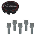 Evocorse - Fixing kit: 1 hubcap (C10), 1 Evocorse matt black badge (L11), 5 lug bolts M12x1.25 (027)