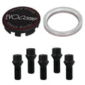Evocorse - Fixing kit: 1 hubcap (C10), 1 Evocorse matt black badge (L11), 5 black screws M12x1.50 (073), 1 aluminum hub centric ring 67.1/66.1