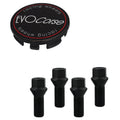 Evocorse - Fixing kit: 1 hubcap (C10), 1 Evocorse matt black badge (L11), 4 black lug bolts M12x1.50 (073)