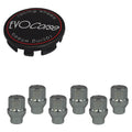 Evocorse - Fixing kit: 1 hubcap (C10), 1 Evocorse matt black badge (L11), 6 closed lug nuts with shank M12x1.50 (046)