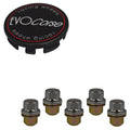 Evocorse - Fixing kit: 1 hubcap (C10), 1 Evocorse matt black badge (L11), 5 closed lug nuts with washer M14x1.50 (112)