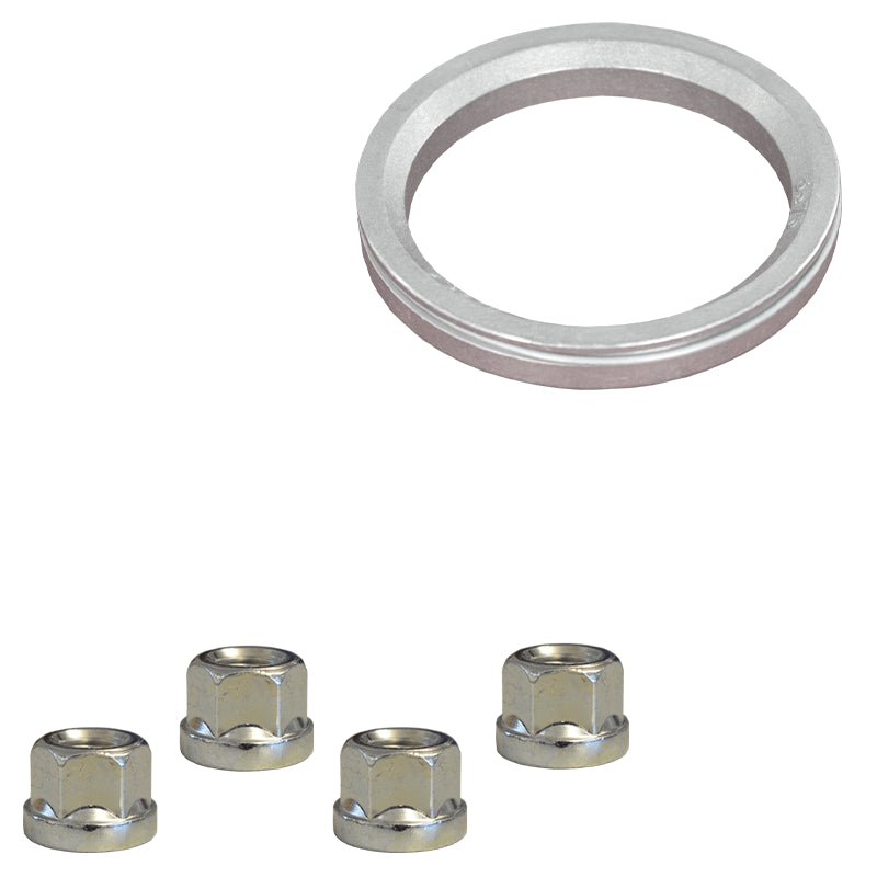 Evocorse - Fixing kit: 4 flat lug nuts M12x1.50 (123), 1 aluminum hub centric ring 75/60.1