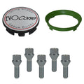 Evocorse - Fixing kit: 1 hubcap (C10), 1 Evocorse brushed badge (L10), 5 lug bolts M12x1.50 (zinc. White) (B12), 1 plastic hub centric ring 67.1/60.1