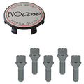 Evocorse - Fixing kit: 1 off-road hubcap (C20), 1 Evocorse brushed badge (L31), 5 lug bolts M14x1.50 (028)