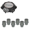 Evocorse - Fixing kit: 1 Cap Dakar 6x139,7 (C70), 1 Evocorse brushed badge (L31), 6 closed lug nuts M12x1.50 (046)