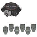 Evocorse - Fixing kit: 1 Cap Dakar 6x139,7 (C70), 1 Evocorse matt black badge (L32), 6 closed lug nuts with shank M12x1.50 (046)
