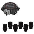 Evocorse - Fixing kit: 1 Cap Dakar 6x139,7 (C70) , 1 Evocorse black badge (L32) , 6 black closed lug nuts with shank M12x1.50 (046-ZN)