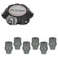 Evocorse - Fixing kit: 1 Cap Dakar 6x139,7 (C80), 1 Evocorse brushed badge (L31), 6 closed lug nuts M12x1.25 (D41)