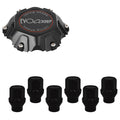 Evocorse - Fixing kit: 1 Cap Dakar 6x139,7 (C80), 1 Evocorse matt black badge (L32), 6 black closed lug nuts with shank M12x1.50 (D40-ZN)