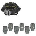 Evocorse - Fixing kit: 1 Cap Dakar 6x139,7 (C80), 1 Evocorse matt black and gold badge (L30), 6 closed lug nuts with shank M12x1.50 (D40)