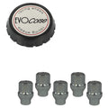 Evocorse - Fixing kit: 1 hubcap (C100), 1 Evocorse brushed badge (L31), 5 nuts 1/2 UNF H34 CH19 (zinc.white)