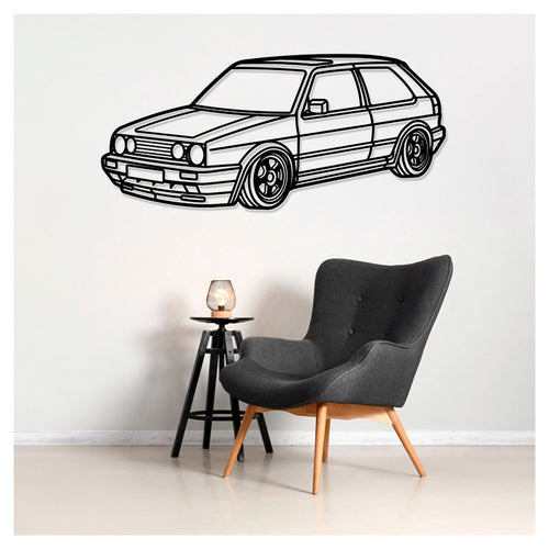 GOLF 2 GTI Front - Metal car silhouette