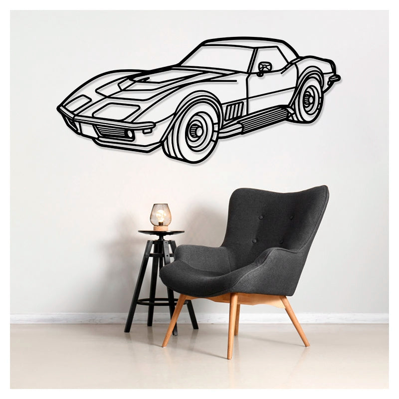CORVETTE STINGRAY 1970 Front - Metal car silhouette