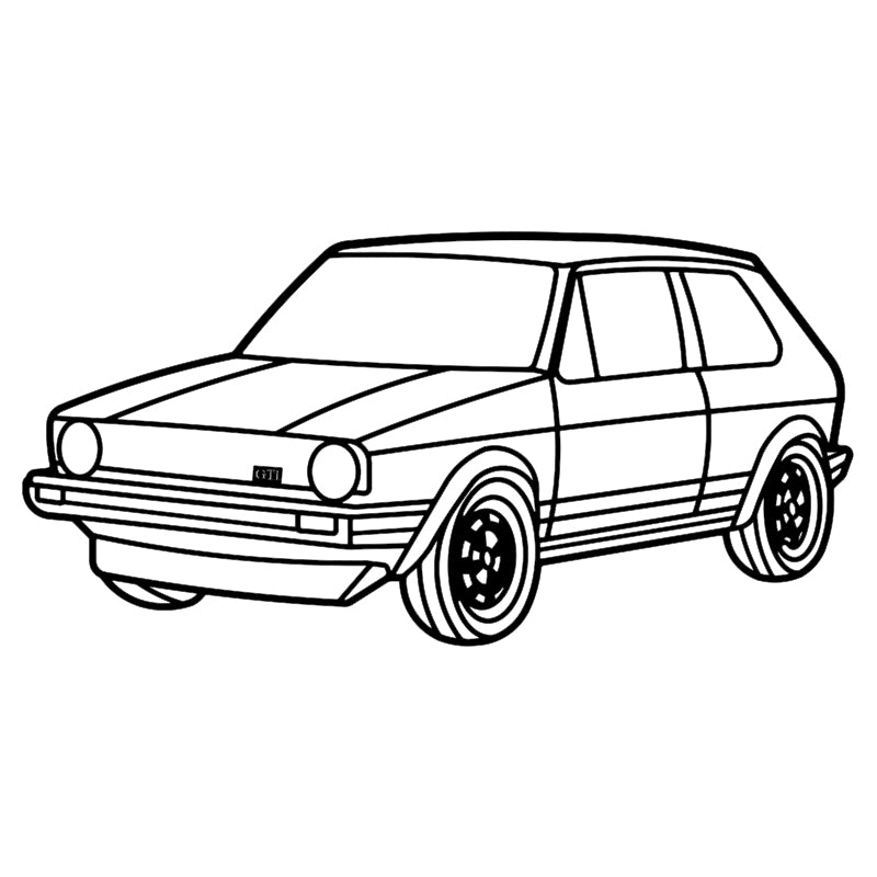 GOLF 1 GTI  (front) - Metal car silhouette