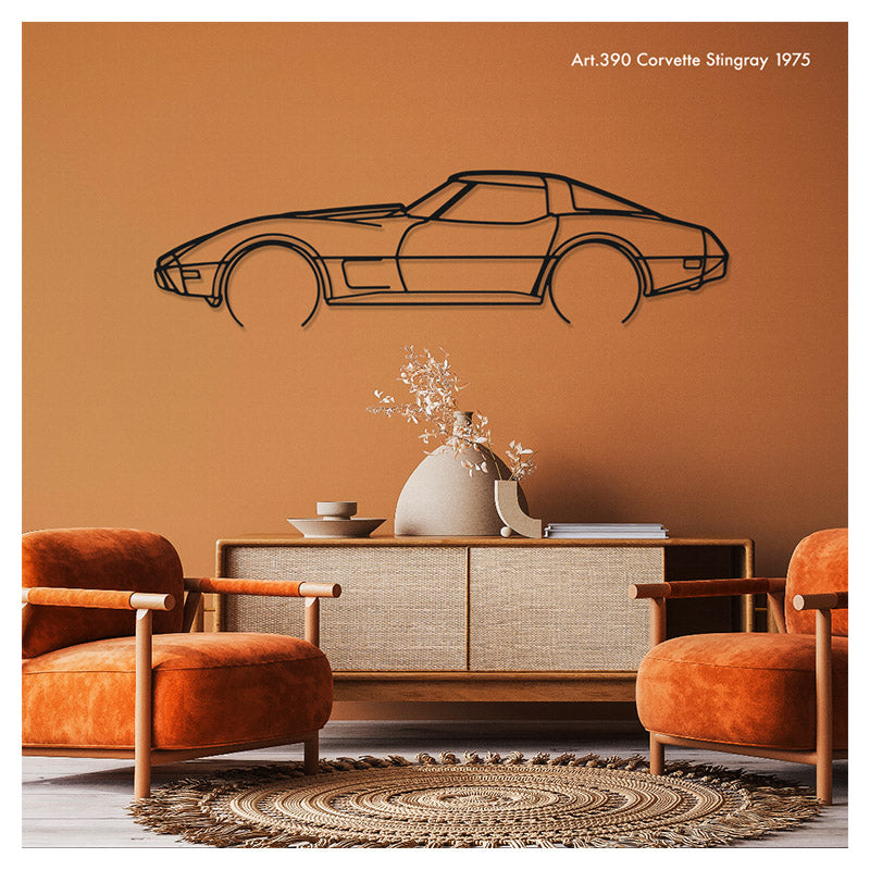 CORVETTE STINGRAY 1975 - Metal car silhouette - Ravasicorse