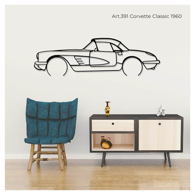 CORVETTE CLASSIC 1960 - Metal car silhouette - Ravasicorse