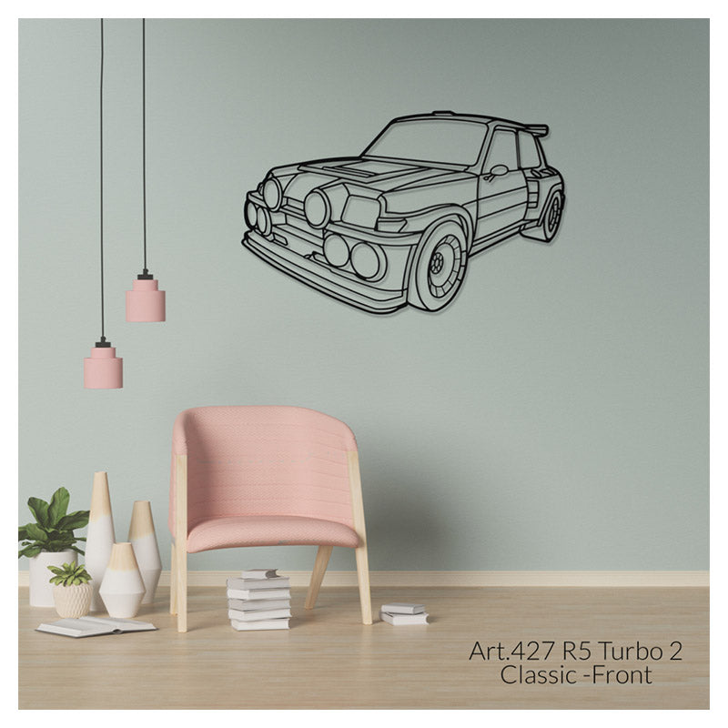 R5 Turbo 2 Classic (front) - Metal car silhouette - Ravasicorse