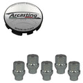 Evocorse - Fixing kit: 1 hubcap (C11), 1 Arcasting brushed badge (L12), 5 closed lug nuts with shank M12x1.25 (047)