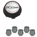 Evocorse - Fixing kit: 1 hubcap (C30), 1 Evocorse brushed badge (L50), 5 lug nuts M14x1.5 (zinc. white)(D5)