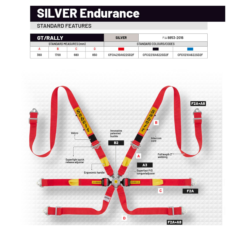 Cintura Sabelt - 6 punti Silver Endurance FIA 8853-2016 (black)
