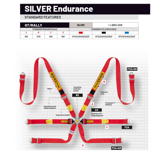 Cintura Sabelt - 6 punti Silver Endurance FIA 8853-2016 (black)