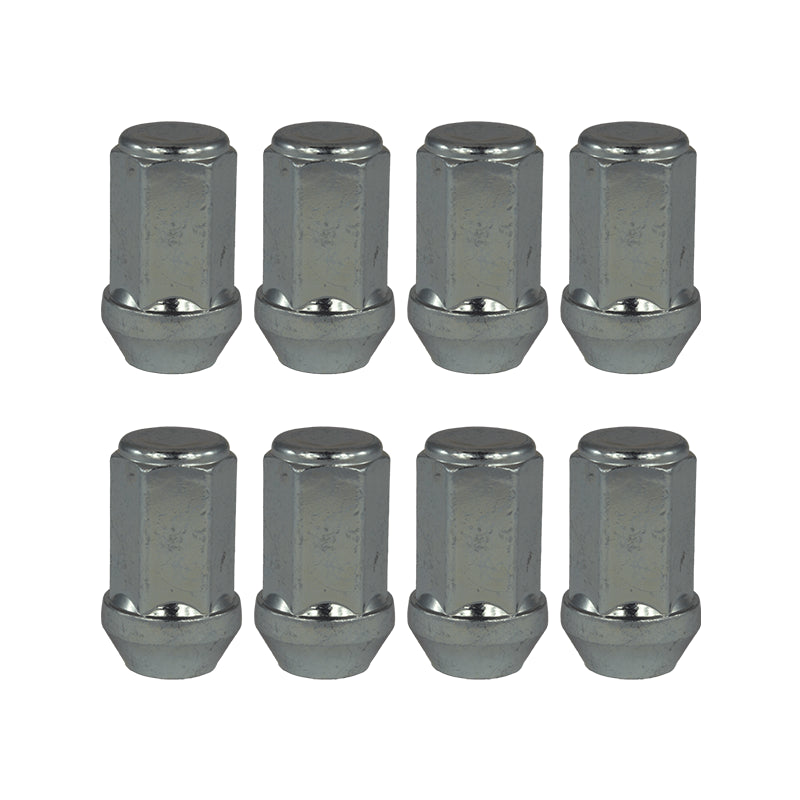 Evocorse - Fixing kit: 8 Closed end lug nut for alloy wheels, thread M14x1.5, hex 19, length 41 mm - White zinc
